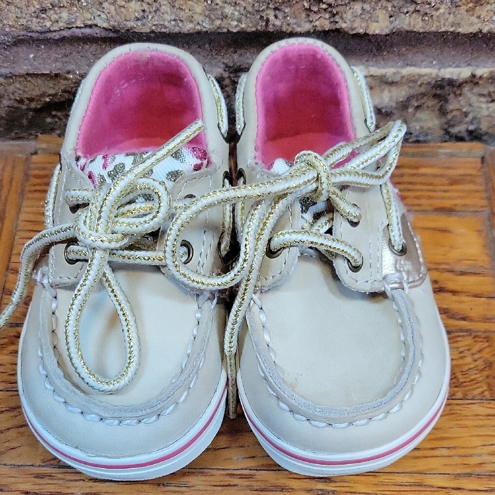 Sperry Top Sider Baby Boat Shoes Pink Leopard Print  Size 2
